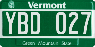 VT license plate YBD027