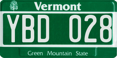 VT license plate YBD028