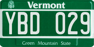 VT license plate YBD029