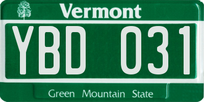 VT license plate YBD031