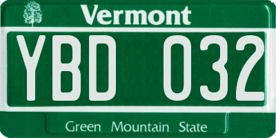 VT license plate YBD032