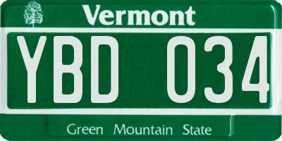 VT license plate YBD034