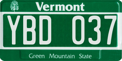 VT license plate YBD037
