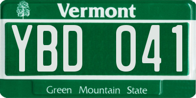 VT license plate YBD041