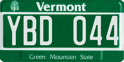 VT license plate YBD044