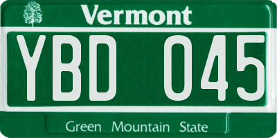 VT license plate YBD045