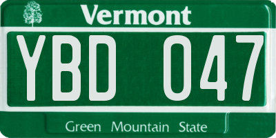 VT license plate YBD047