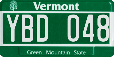 VT license plate YBD048