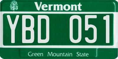 VT license plate YBD051