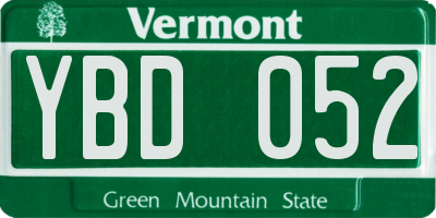 VT license plate YBD052