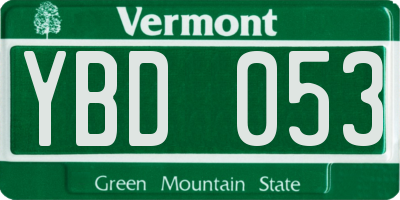 VT license plate YBD053