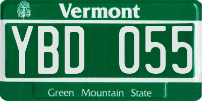 VT license plate YBD055