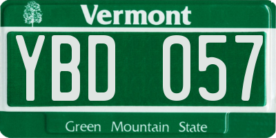VT license plate YBD057