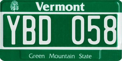 VT license plate YBD058