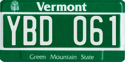VT license plate YBD061