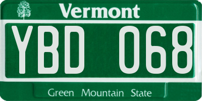 VT license plate YBD068
