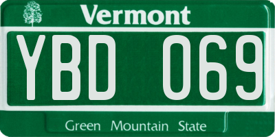 VT license plate YBD069