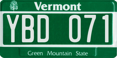 VT license plate YBD071