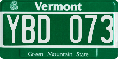 VT license plate YBD073