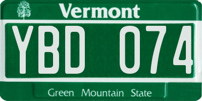 VT license plate YBD074