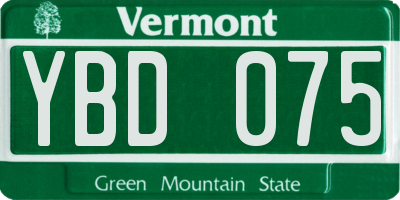 VT license plate YBD075