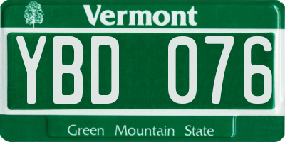 VT license plate YBD076