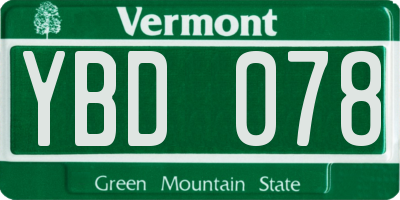VT license plate YBD078