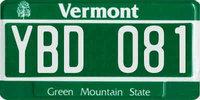 VT license plate YBD081