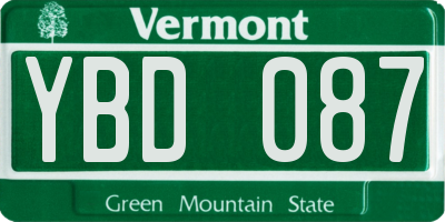 VT license plate YBD087