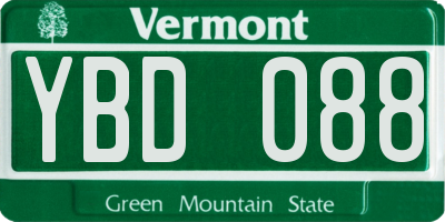 VT license plate YBD088