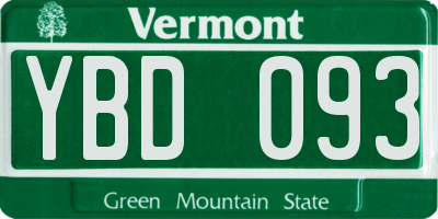VT license plate YBD093