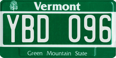 VT license plate YBD096