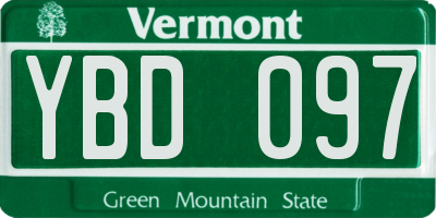 VT license plate YBD097