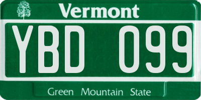 VT license plate YBD099
