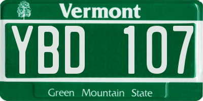 VT license plate YBD107