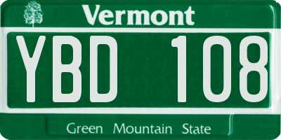 VT license plate YBD108