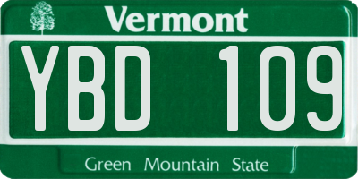 VT license plate YBD109