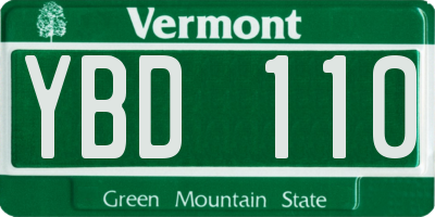 VT license plate YBD110