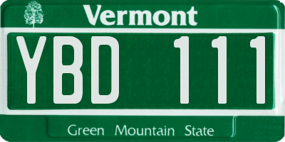 VT license plate YBD111