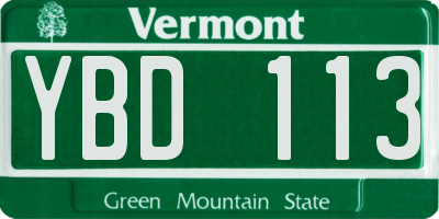 VT license plate YBD113