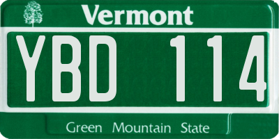 VT license plate YBD114