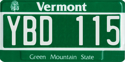 VT license plate YBD115