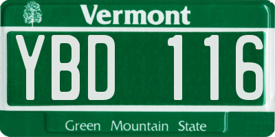 VT license plate YBD116