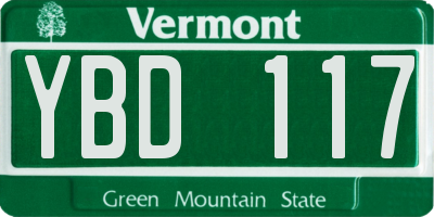 VT license plate YBD117