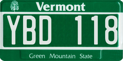 VT license plate YBD118