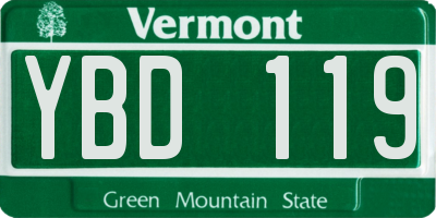 VT license plate YBD119