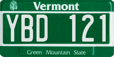 VT license plate YBD121