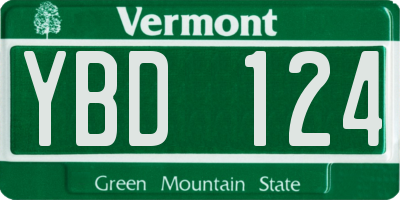 VT license plate YBD124