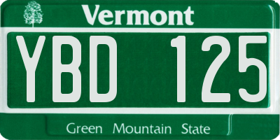 VT license plate YBD125