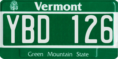 VT license plate YBD126